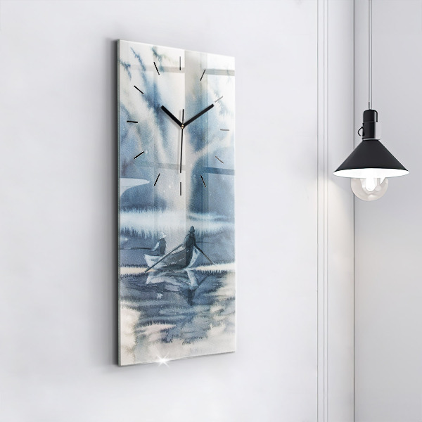 Vertikálne hodiny Rybár na jazere