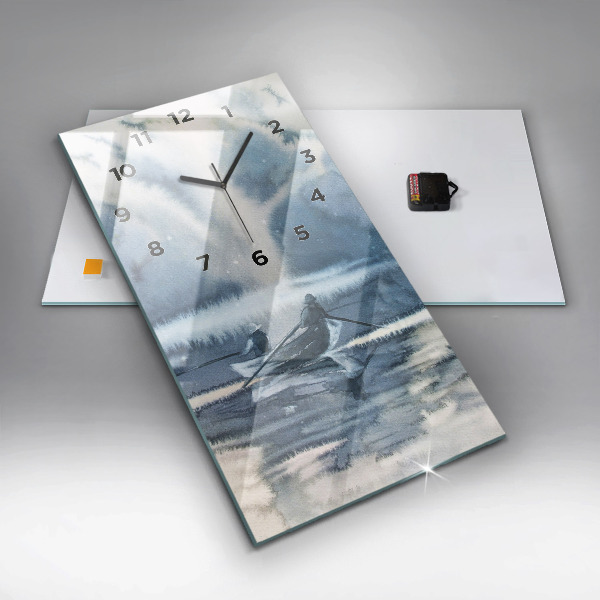 Vertikálne hodiny Rybár na jazere