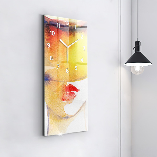 Vertikálne hodiny Žena v klobúku
