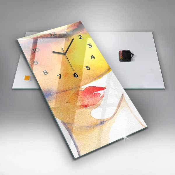 Vertikálne hodiny Žena v klobúku