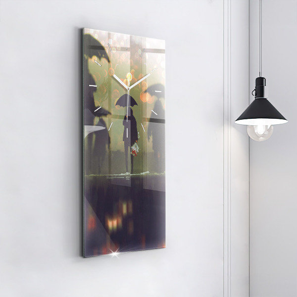 Vertikálne hodiny Ľudia s dáždnikmi