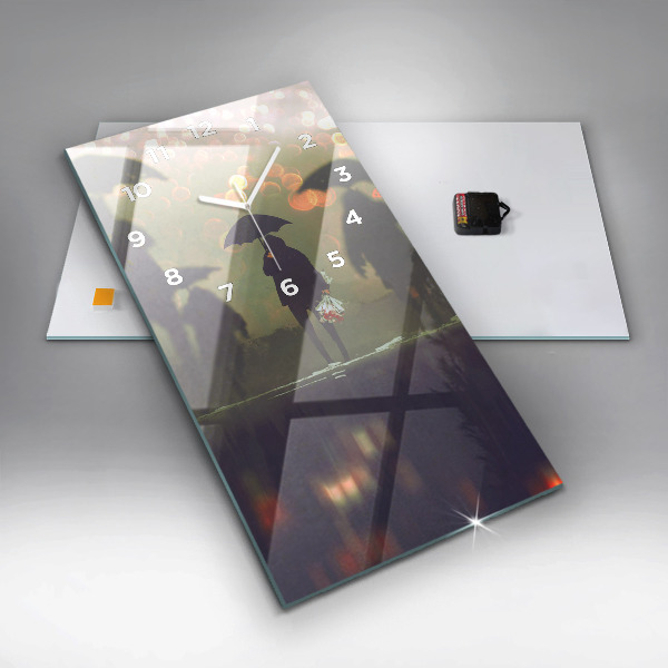 Vertikálne hodiny Ľudia s dáždnikmi