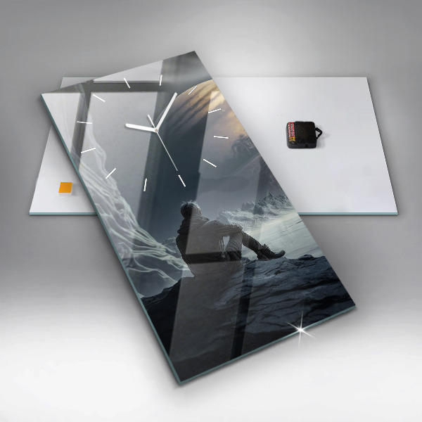 Vertikálne hodiny Muž na pozadí mesiaca