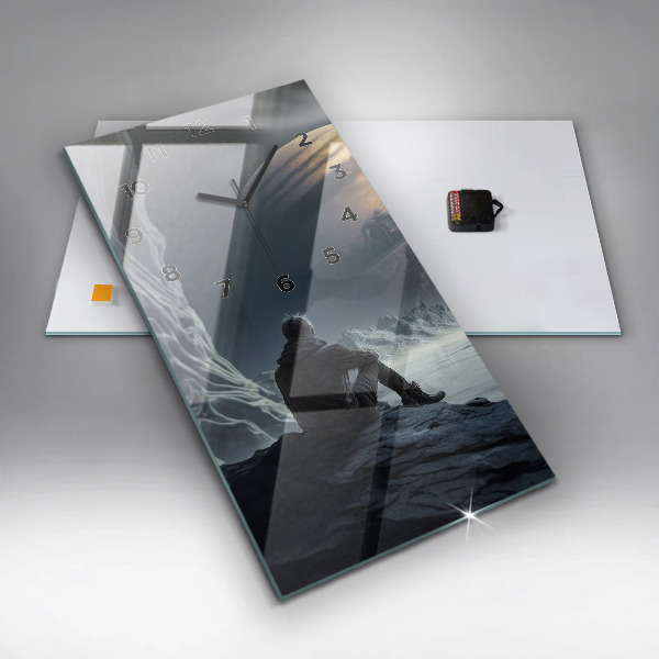 Vertikálne hodiny Muž na pozadí mesiaca