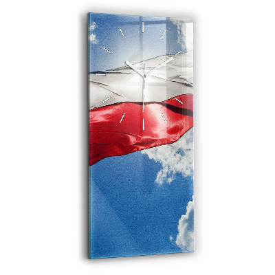 Vertikálne hodiny Poľská vlajka proti oblohe