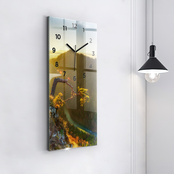 Vertikálne hodiny Západ slnka nad horami