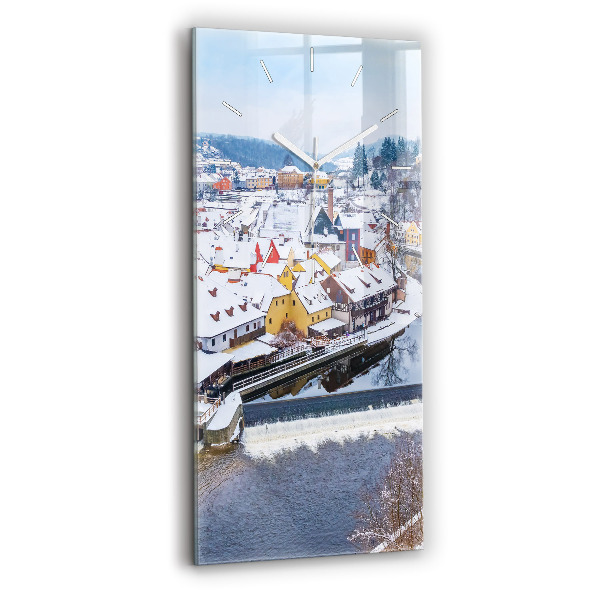 Vertikálne hodiny Panoráma mesta v zime