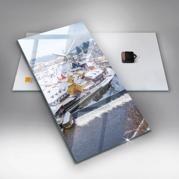 Vertikálne hodiny Panoráma mesta v zime