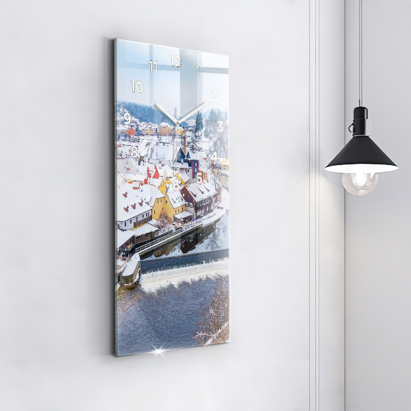 Vertikálne hodiny Panoráma mesta v zime