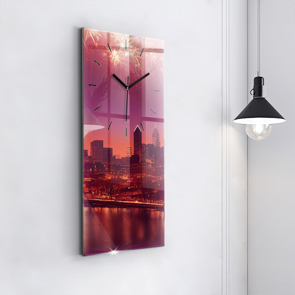 Vertikálne hodiny Mesto v noci vo Philadelphii