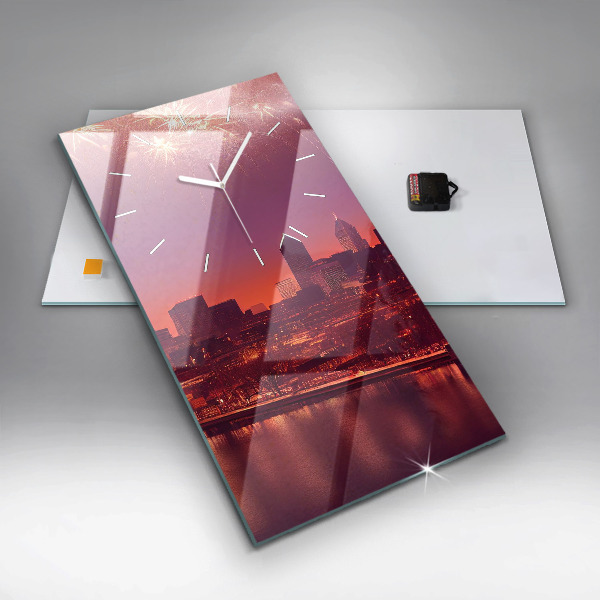 Vertikálne hodiny Mesto v noci vo Philadelphii