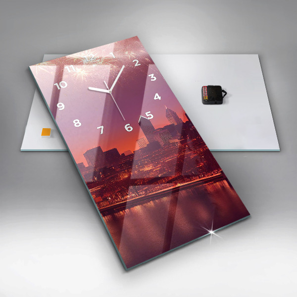 Vertikálne hodiny Mesto v noci vo Philadelphii