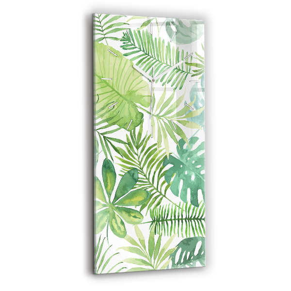 Vertikálne hodiny Zelené listy