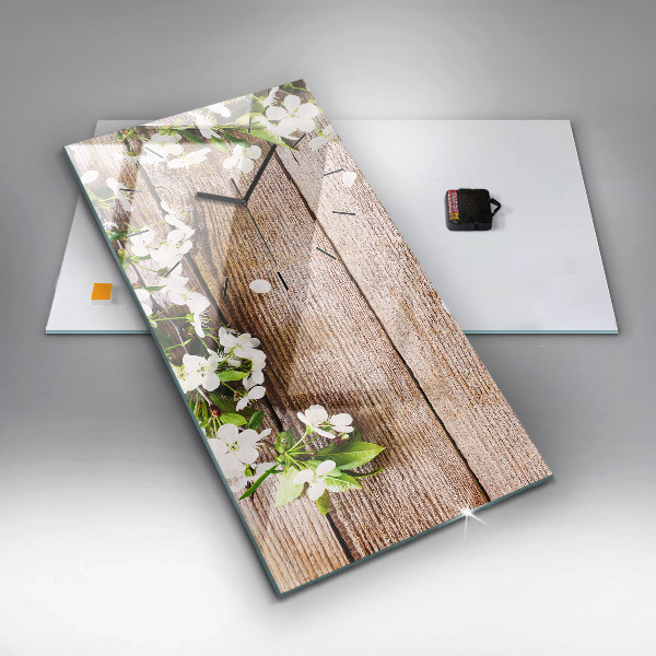 Vertikálne hodiny Kvety na dreve