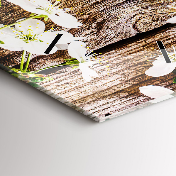 Vertikálne hodiny Kvety na dreve