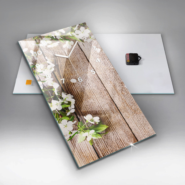 Vertikálne hodiny Kvety na dreve