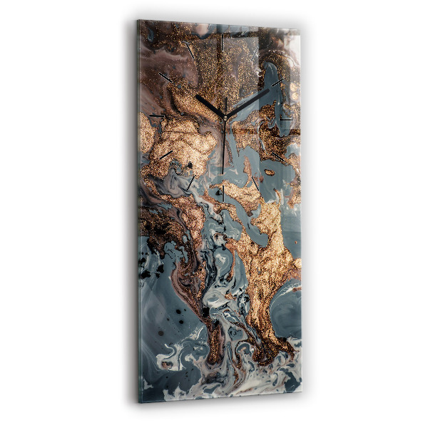 Vertikálne hodiny Mramorová zlatá abstrakcia
