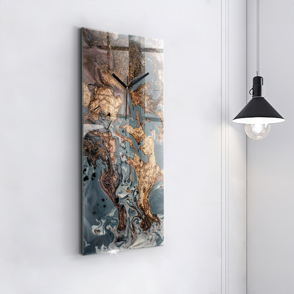 Vertikálne hodiny Mramorová zlatá abstrakcia