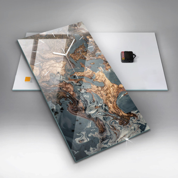 Vertikálne hodiny Mramorová zlatá abstrakcia