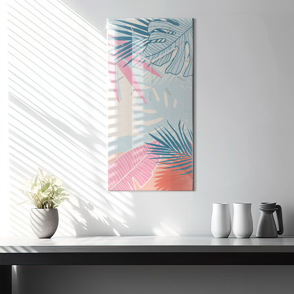 Vertikálne hodiny Pastelové listy – trópy