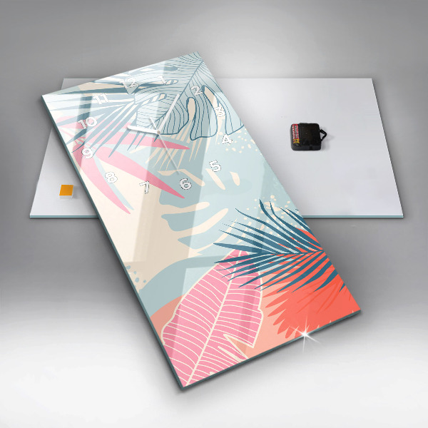 Vertikálne hodiny Pastelové listy – trópy