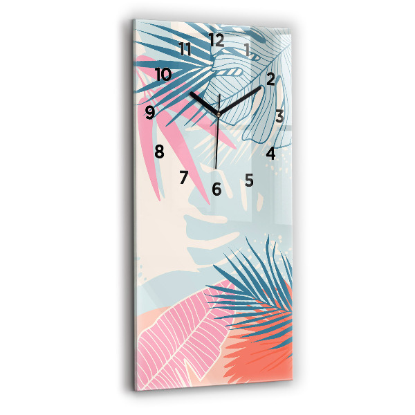 Vertikálne hodiny Pastelové listy – trópy