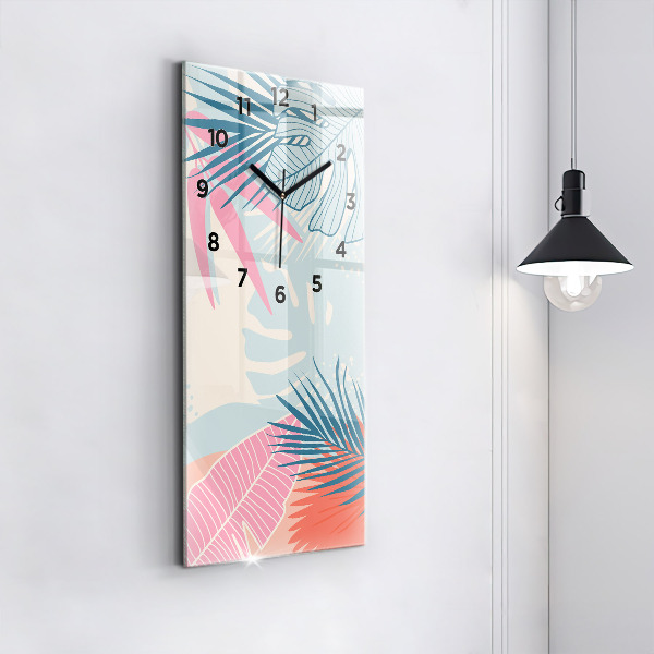 Vertikálne hodiny Pastelové listy – trópy