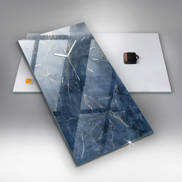 Vertikálne hodiny Textúra modrého mramoru