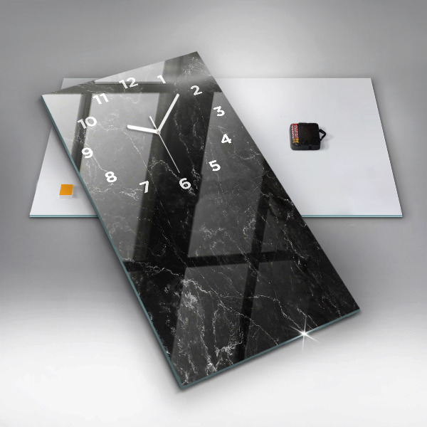 Vertikálne hodiny Čierny mramor