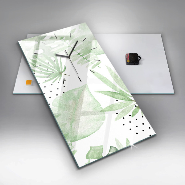 Vertikálne hodiny Zelené listy