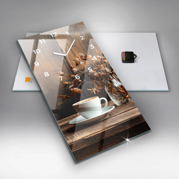 Vertikálne hodiny Šálka kávy