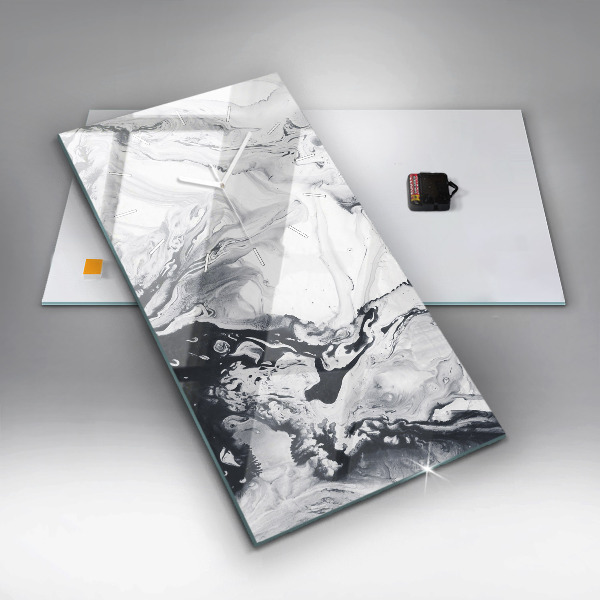 Vertikálne hodiny Abstraktný atramentový mramor