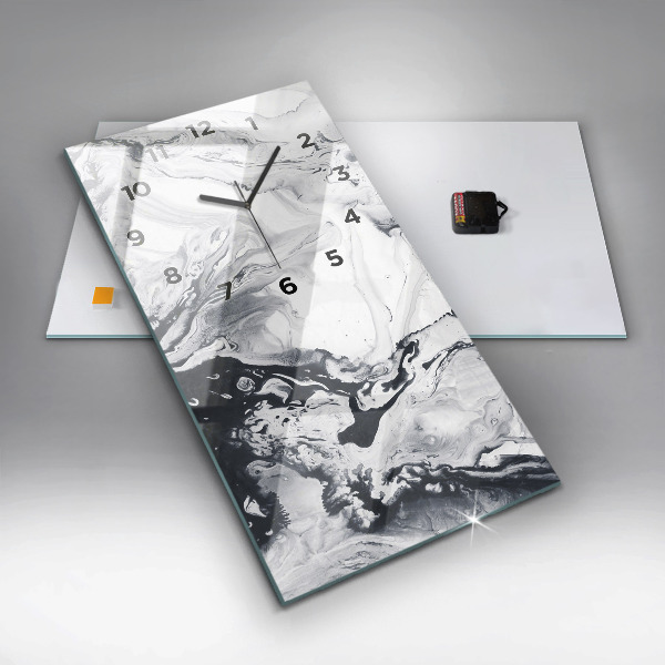 Vertikálne hodiny Abstraktný atramentový mramor