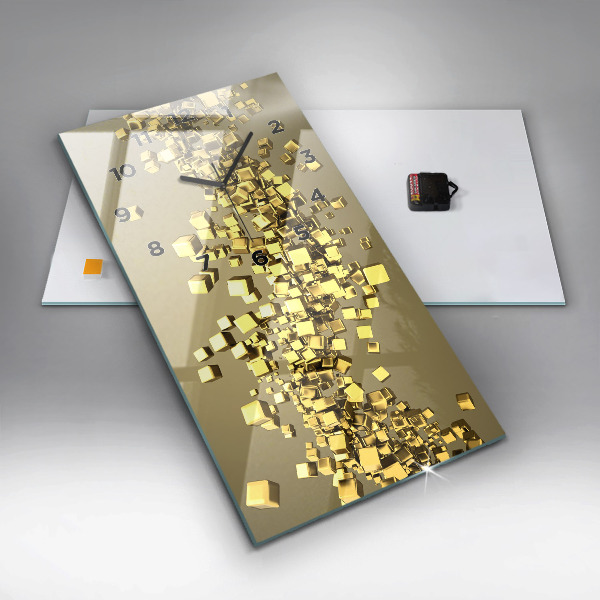 Vertikálne hodiny Zlaté štvorčeky