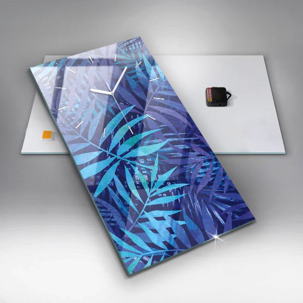 Vertikálne hodiny Modré listy