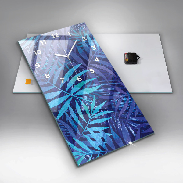 Vertikálne hodiny Modré listy