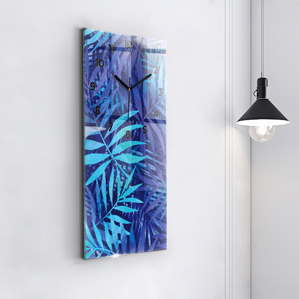 Vertikálne hodiny Modré listy