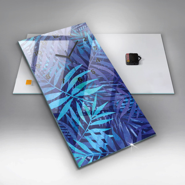 Vertikálne hodiny Modré listy