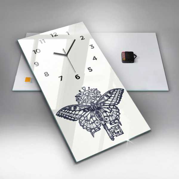 Vertikálne hodiny Motýľ a kľúč - boho štýl