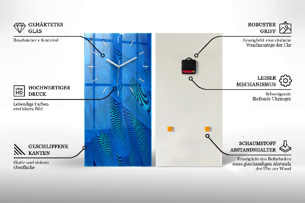 Vertikálne hodiny Modrý mramor