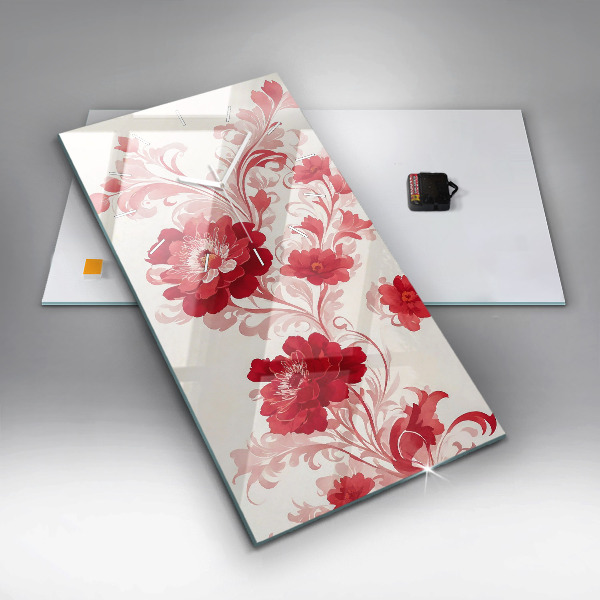 Vertikálne hodiny Červené kvety