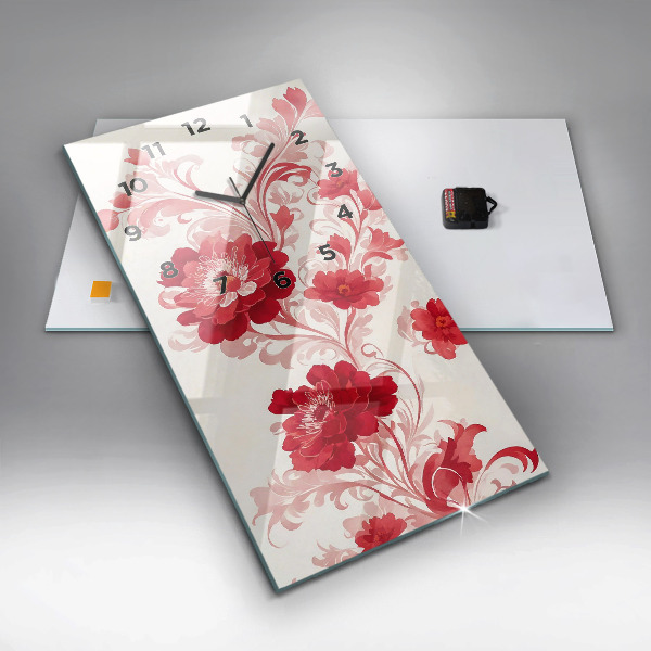Vertikálne hodiny Červené kvety