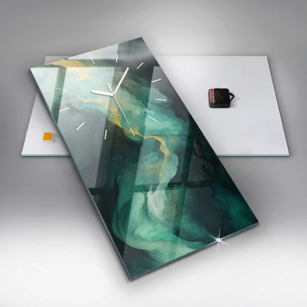 Vertikálne hodiny Zelený mramor