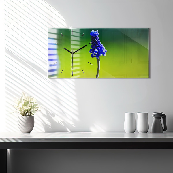 Horizontálne hodiny Modré kvety