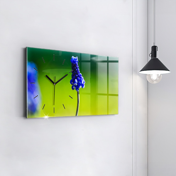 Horizontálne hodiny Modré kvety