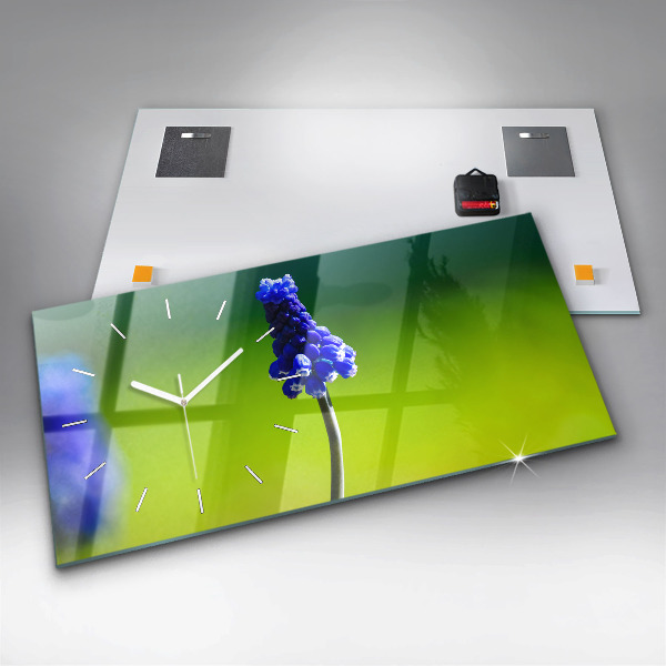 Horizontálne hodiny Modré kvety