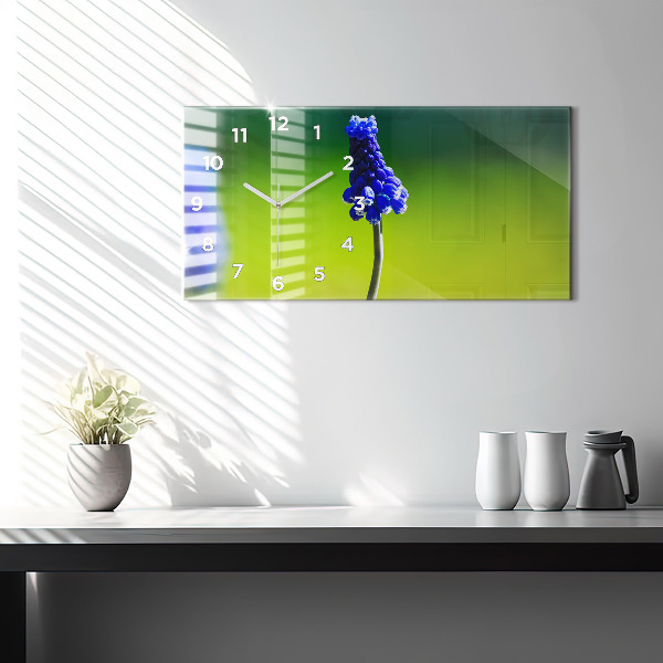 Horizontálne hodiny Modré kvety