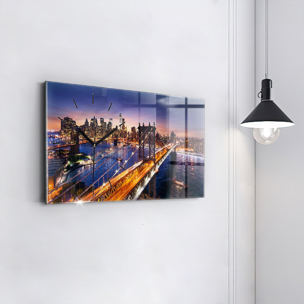 Horizontálne hodiny New York a západ slnka