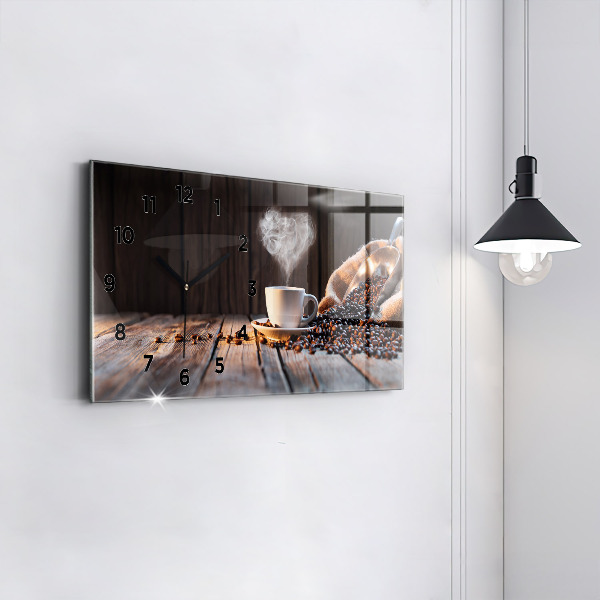 Horizontálne hodiny Šálka kávy