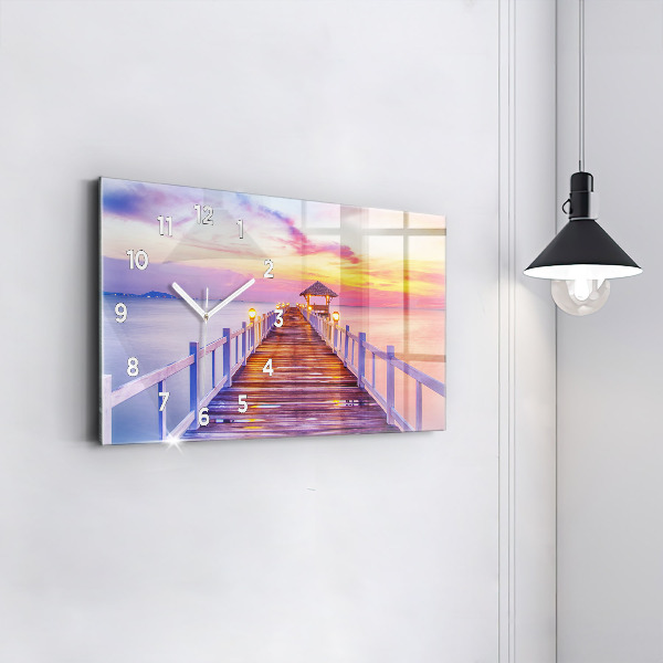 Horizontálne hodiny Most v prístave večer